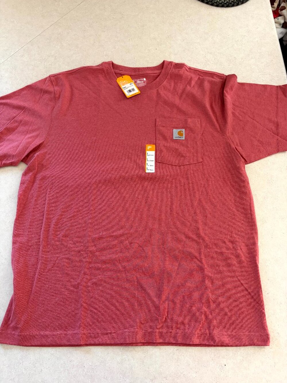 NWT Carhartt Loose Fit Orange Short Sleeve T Shirt Men's Size Large Pocket  Logo